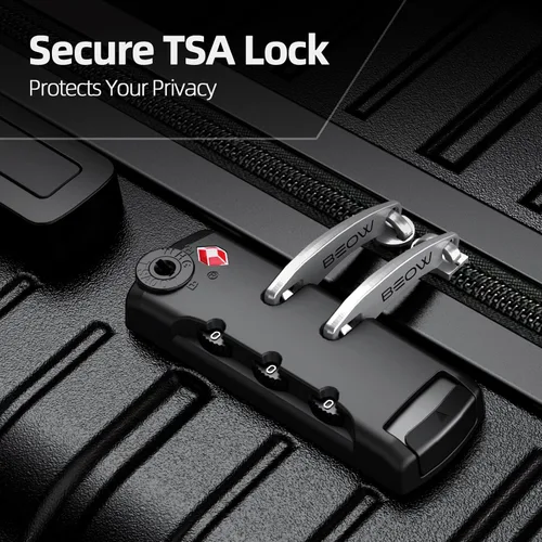 Vista 4 de BEOW Juego de equipaje expandible de 3 piezas de carcasa rígida ligera PCABS maleta giratoria ruedas TSA Lock Negro