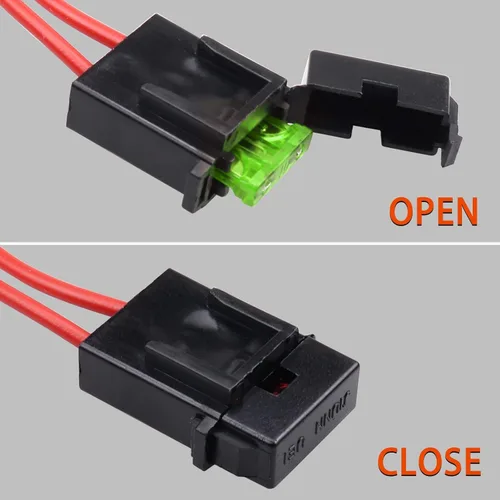 Vista 4 de Compatible 5PCS 32V 16 AWG Specialized Car Fuse Holder Connector 30A,Standard ATO Blade Type for ATM Fusebox Panels,with 5Pcs Fuses,11.5 Inch