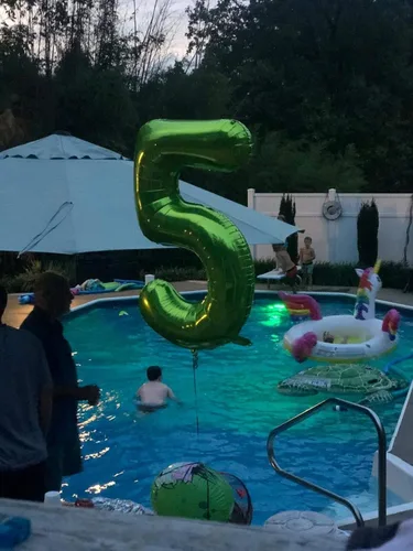 Vista 3 de Globos de número de cumpleaños, globo número 1, globos de Mylar de aluminio verde, 40 pulgadas