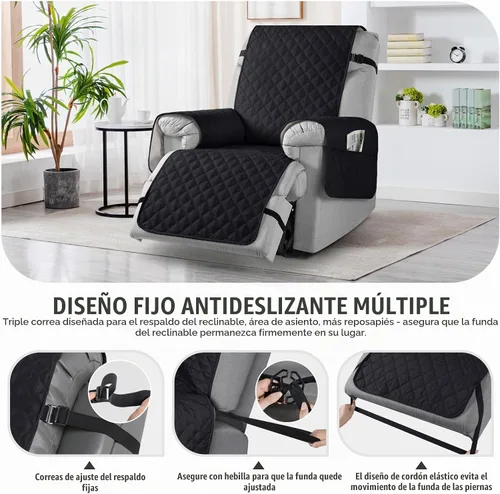 Vista 5 de TAOCOCO - Funda antideslizante para silla reclinable, funda para sofá, funda para silla reclinable pequeña con correas elásticas, protector