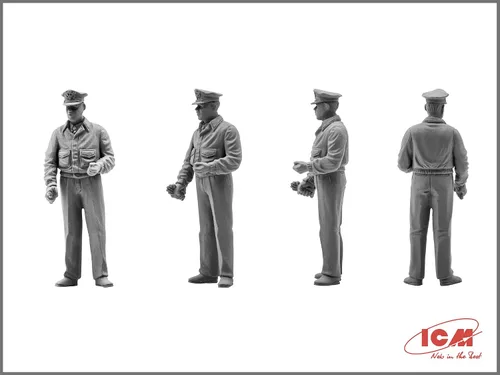 Vista 3 de ICM 48083 Figura de plástico Modelo USAAF Pilotos y personal de tierra (1941-1945) (5 figuras - 3 pilotos, 2 mecánicos), kit de modelo de avión