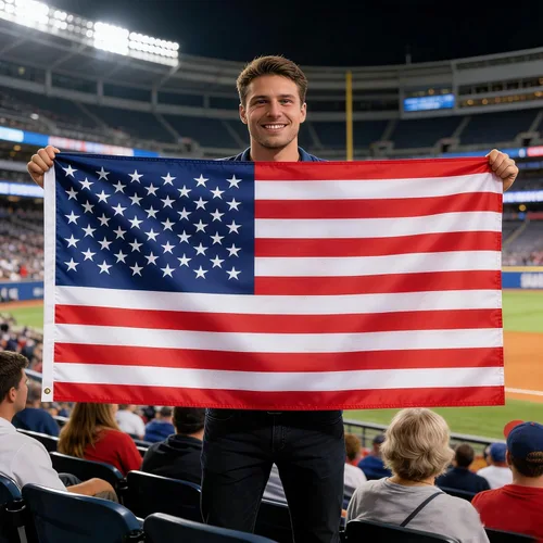 Vista 5 de Bandera de Estados Unidos, bandera de Estados Unidos, 3 x 5 pies, banderas ligeras de poliéster con 2 ojales de latón para decoraciones de fiestas