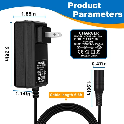 Vista 2 de Cargador de 24 V para scooter eléctrico Razor MX350 E100 E125 E150 E175 E200 E200S E300 E300S MX400 Dirt Rocket Dirt Bike Dirt Quad Moto Pocket Mod