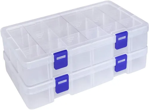 Vista 11 de DUOFIRE Caja organizadora de plástico con contenedor de almacenamiento, divisor ajustable, compartimento de cuadrícula extraíble para cuentas