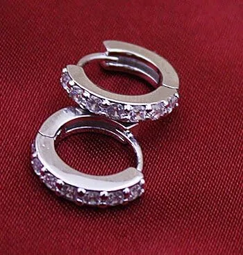 Vista 5 de Hoop Earrings,Fashion Cubic Zirconia Hoop Earrings,Silver Plated Round CZ Huggie Hoops Small Hoop Earrings for Women Girls