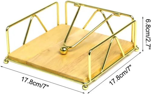 Vista 5 de Servilletero de mesa, dispensador de servilletas plano con brazo pesado para cocina, restaurante, hotel, bar Oro