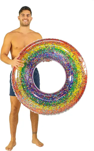 Vista 4 de PoolCandy Tubo de piscina jumbo, 48 pulgadas, múltiples estilos de tubo Arco iris clásico con purpurina