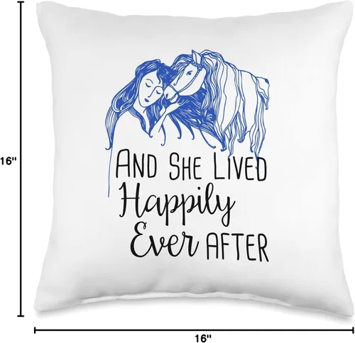 Vista 4 de Horse Princess And She Lived Happily Ever After And She Lived Happily Ever After - Almohada (16 x 16 pulgadas), multicolor