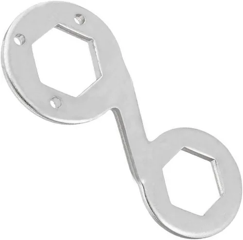 Vista 4 de Llave hexagonal de 36mm/1.41" 38mm/1.49" Herramienta de reparación de lavadora de hierro de doble extremo tono plateado (1 unidad)