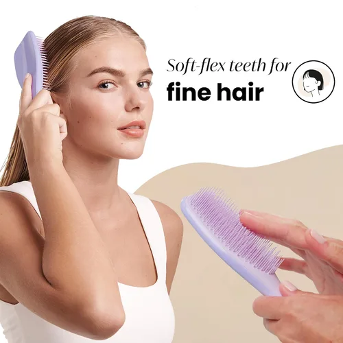 Vista 3 de Tangle Teezer Cepillo desenredante fino y frágil para cabello teñido, fino y fino, dientes flexibles suaves de dos niveles que reducen la rotura