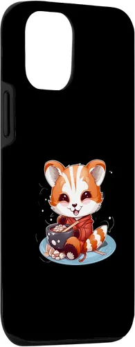 Vista 3 de Funda para iPhone 14 Otaku Anime Red Panda Eat Ramen Fideos Flor de Cerezo