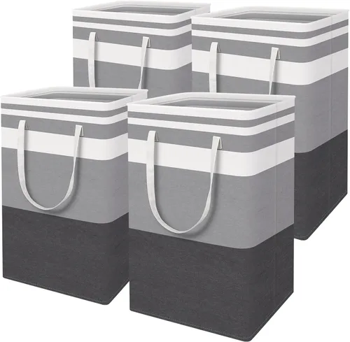 Vista 10 de HomeHacks Paquete de 3 cestas grandes para la ropa sucia, 75 litros cada una, impermeable, cesta de ropa independiente, cesta de ropa alta plegable
