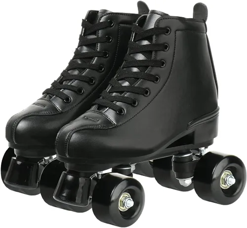 Vista 8 de XUDREZ - Patines clásicos de cuero de doble fila con diseño alto para mujeres y hombres