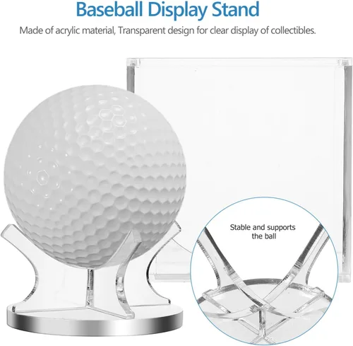 Vista 6 de Kisangel 2 juegos de soporte de béisbol vitrina de pelota de golf exhibe acrílico vitrinas para recuerdos de béisbol, béisbol con autógrafo