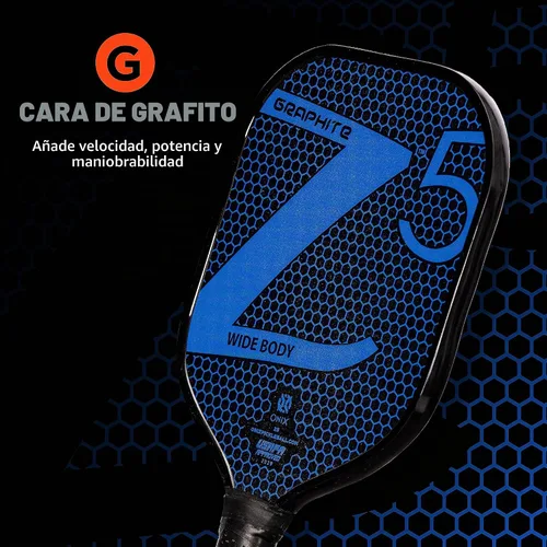 Vista 4 de Onix - Pala de pickleball de fibra de carbono Graphite MOD Z5, con agarre cómodo acolchado