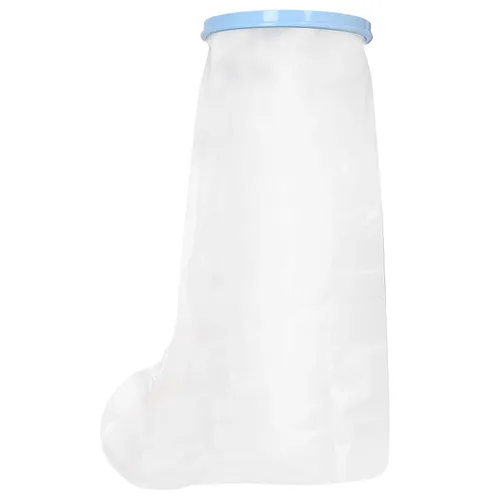Vista 2 de ZJchao Fundas de pie para heridas y fracturas, protector de ducha elástico impermeable para heridas de piernas y fracturas, material de PVC, 28 x 10