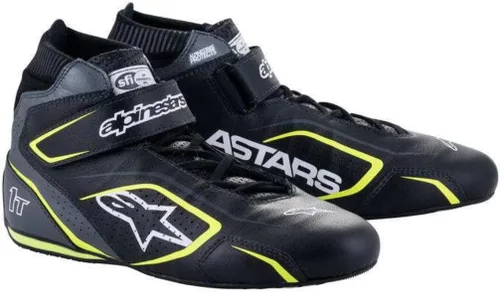 Vista 2 de Alpinestars Tech 1-T V3 - Zapatos de conducción SFI - Talla 7.5 - Negro/Gris Frío/Amarillo (2710122-1055-7.5)