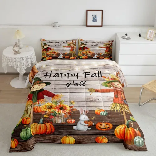 Vista 14 de Lindo juego de edredón de murciélago tamaño Queen con diseño de animales de Feliz Halloween, 3 piezas para decoración de habitación de niños
