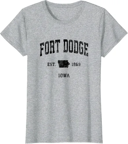 Vista 20 de Fort Dodge Iowa IA - Camiseta deportiva clásica negra con diseño deportivo, Gris