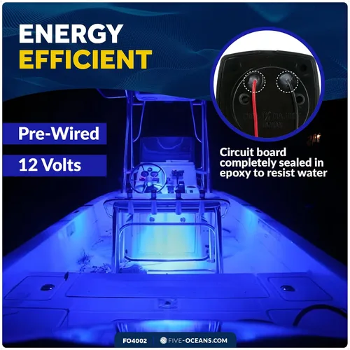 Vista 4 de Five Oceans - Luz LED de pasadizo para embarcación, luces LED azules de cortesía marinas, cuadradas para interior de barco, cubierta, cabina