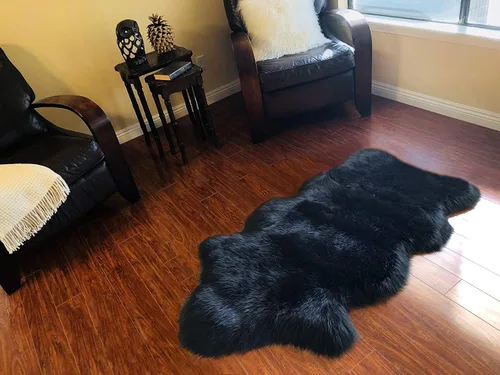 Vista 69 de LAMBZY Alfombra de piel de oveja auténtica, parte inferior gruesa y fuerte, fácilmente lavable, resistente a las manchas, perfecta para sala
