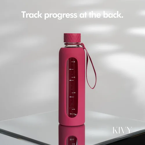 Vista 7 de KIVY Botella de agua de vidrio con funda de silicona de 22 oz