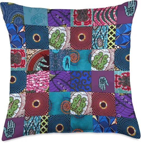 Vista 5 de Nativ Hand Ankara Kitenge - Almohada de retazos con estampado de cera africana, 16 x 16, multicolor