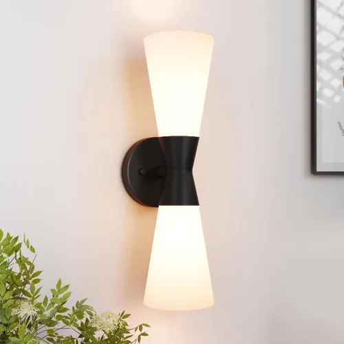 Vista 21 de Aplique de pared para baño, apliques modernos negros de 13 pulgadas, decoración de pared, accesorios de pared interiores para sala de estar