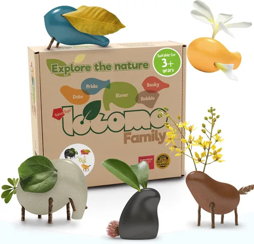 Vista 10 de Taksa Toys Locomo Family - 1 figuras educativas de Waldorf de juego al aire libre, juguetes Montessori de animales de madera para niños de 3, 4, 5