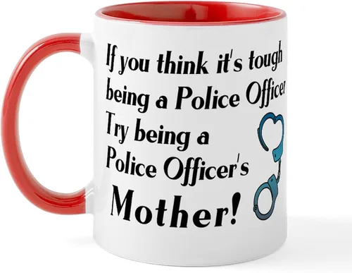 Vista 32 de CafePress Taza de café de cerámica de 11 oz (11.0 fl oz) de Police Mom