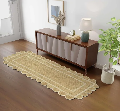 Vista 14 de GRUHUM Alfombra rectangular de yute de fibra natural, tejida a mano, estilo bohemio, reversible, respetuosa con el medio ambiente, trenzada, suave