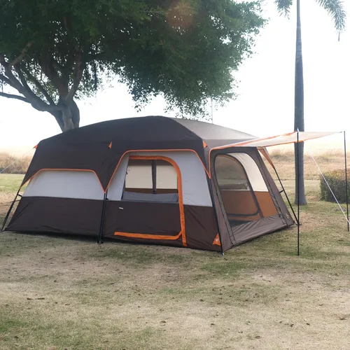 Vista 6 de KTT Extra Large Tent 10-12 Person,Family Cabin Tents,2 Rooms,3 Doors and 3 Windows with Mesh,Straight Wall,Waterproof,Double Layer,Big Tents for