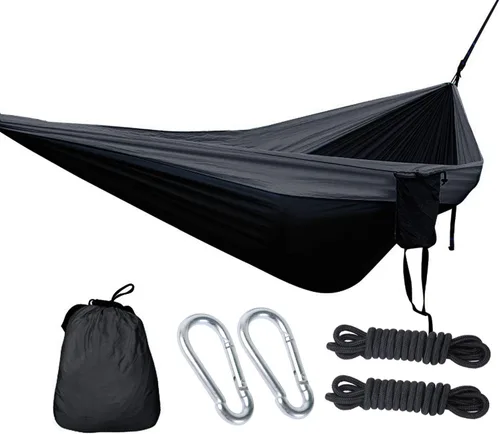 Vista 55 de Hamaca doble ajustable de capacidad de 550 libras con soporte de acero resistente de 10 pies, incluye funda de transporte portátil, fácil de Azul