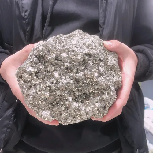 Vista 3 de Para 1 pieza de piedra de cristal de pirita natural irregular de cuarzo de larón áspero para enseñanza de espécimen de gema de pirita, piedras