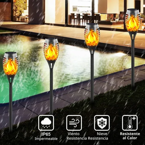 Vista 5 de Luces solares con llama parpadeante, 12 LED Mini, paquete de 16 Impermeable al aire libre, encendido/apagado automático del anochecer al amanecer