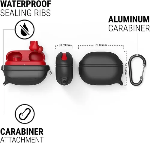 Vista 8 de Catalyst Funda protectora impermeable para Beats Studio Buds/Studio Buds+, funda Beats Studio Buds Plus, con mosquetón de alta calidad, diseño Negro