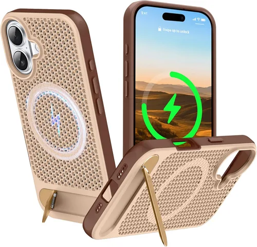 Vista 32 de Funda magnética de disipación de calor para iPhone 13 Pro Max, para MagSafe, protección contra caídas Coolingf, funda con función atril ajustable