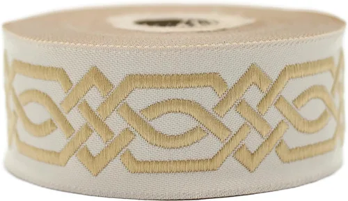 Vista 23 de Carrete de 10.9 yardas 0.79 pulgadas de ancho azul celta Claddagh bordado Jacquard Ribbon 20272