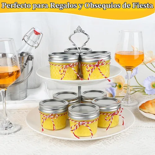 Vista 7 de 40 unidades de tarros Mason de 4 oz con tapas y bandas regulares, tarros pequeños para conservas, tarros de vidrio mini para mermelada, miel