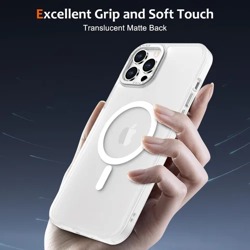 Vista 1049 de Anuck - Funda magnética para iPhone 11 compatible con MagSafe, carcasa trasera mate translúcida dura, borde de TPU, delgada, resistente a impactos