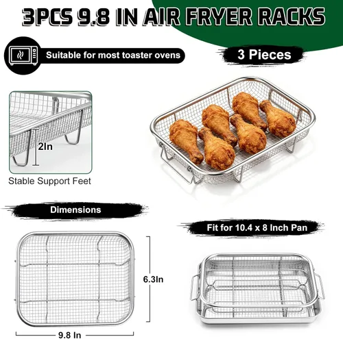 Vista 2 de P&P CHEF Cesta para freidora de aire de 9.8 pulgadas para horno, estante