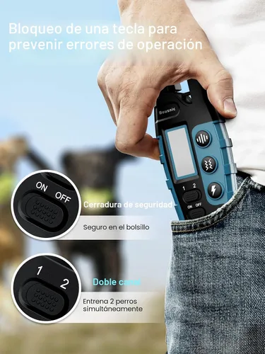 Vista 5 de Bousnic Collar de entrenamiento con choque para perros, para 2 perros (2.3-54.4 kg) - Collar de entrenamiento impermeable de 1005 m (3300 pies)