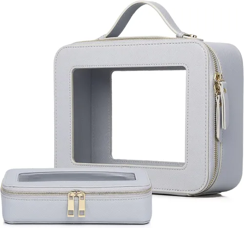 Vista 65 de Pinkmik Pequeña bolsa de maquillaje transparente, mini estuche para cosméticos, bolsa de aseo impermeable con cremallera, organizador de bolsos