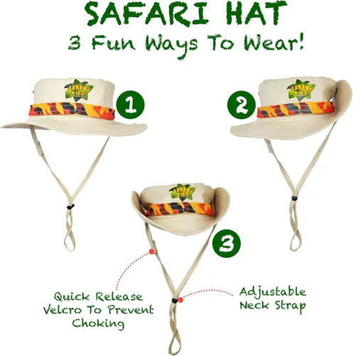Vista 5 de Safari Kidz Outdoor Explorer Kit Conjunto de chaleco y sombrero de camuflaje naranja y rosa, aventuras de la naturaleza en el patio trasero