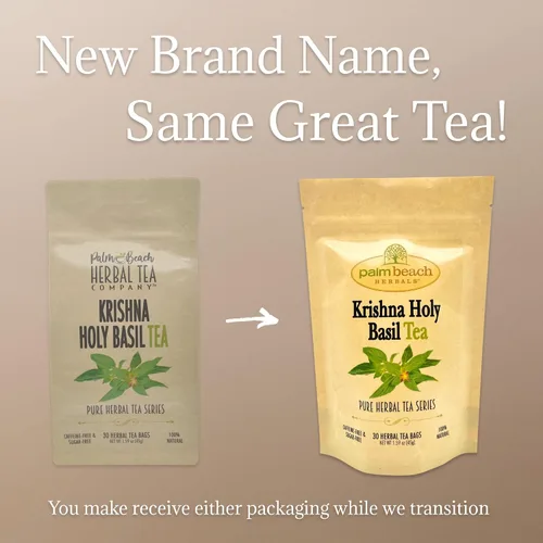 Vista 3 de Krishna - Té de albahaca sagrada – Serie de té de hierbas puro de Palm Beach Herbals (30 bolsas de té) 100% natural