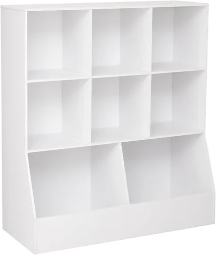 Vista 20 de DINZI LVJ Organizador de almacenamiento para juguetes, estantería para niños, gabinete de almacenamiento de juguetes de madera, estantería