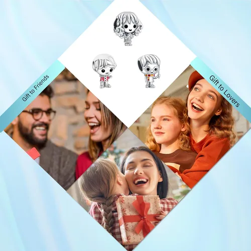 Vista 6 de Dijes colgantes de plata de ley 925 para cámara, mapa de corazón, brújula, triple equipaje, para pulseras, collares, elfo, cachorro, rayo, planeta