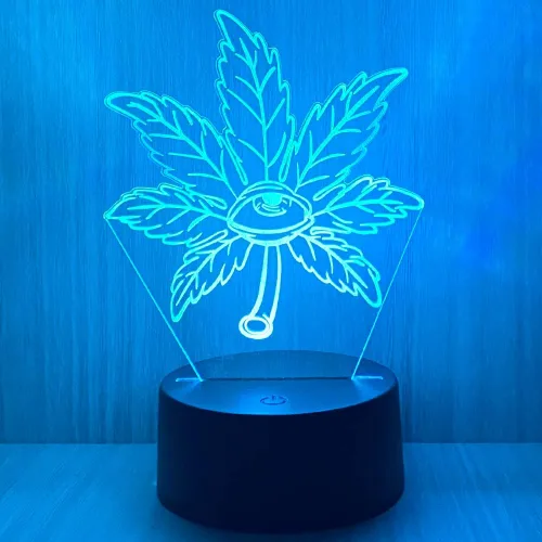 Vista 5 de 420 hojas 3D LED lámpara de mesa luz nocturna ilusión visual óptica decoración del hogar iluminación