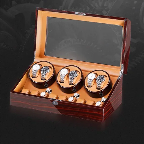 Vista 4 de GagalU Watch Winder Box for 6 Automatic Clocks + 7 Storage Silent Engine Wood Shell Piano Color Exterior Large Capacity Watch Winder Display Watch