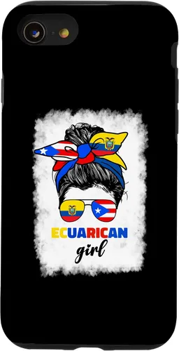 Vista 18 de Funda para iPhone 16, mitad ecuatoriana y puertorriqueña Rico Ecuador Flag Girl Mix